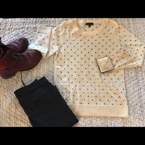 J. Crew cream polka dot sweater/ merino wool
